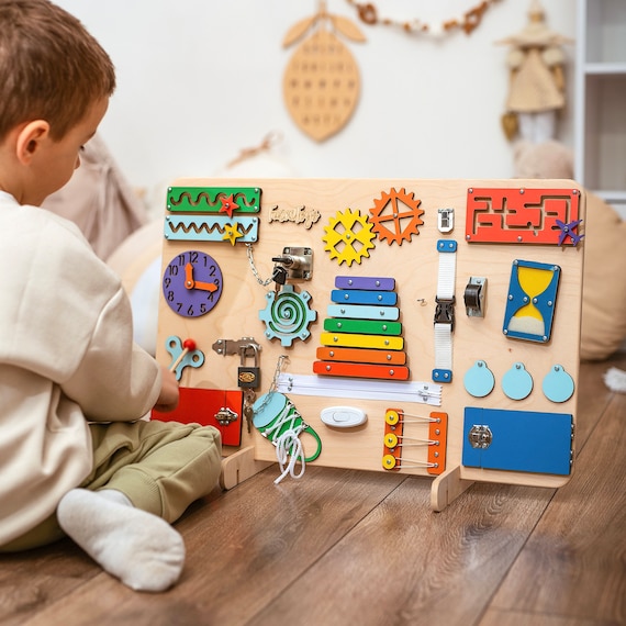 With 12 Shapes Busy Board For Year Old, Montessori Toys For