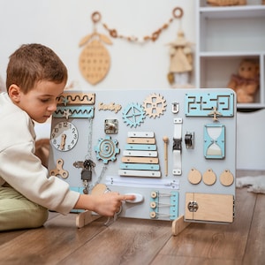 Personalized Montessori Busy Board, Educational Wooden Toys, Baby Boy Girl Gift 1st Birthday, Toddler Sensory Board,Christmas Gifts For Kids