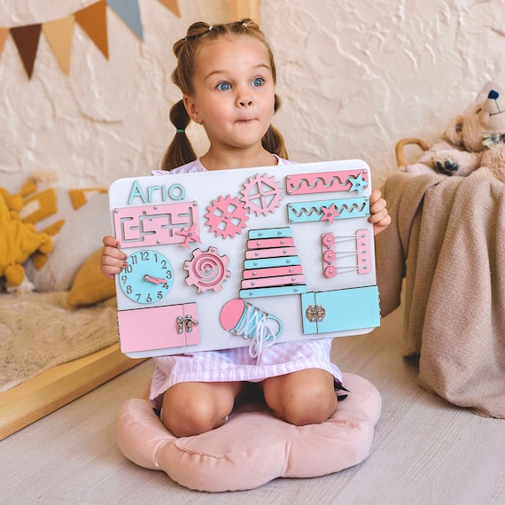 Busy Board Year Old Toddler, Montessori Name, Activity for Kids, 1st  Birthday Boy Girl, Educational Wooden Toys, Baby First Christmas Gift