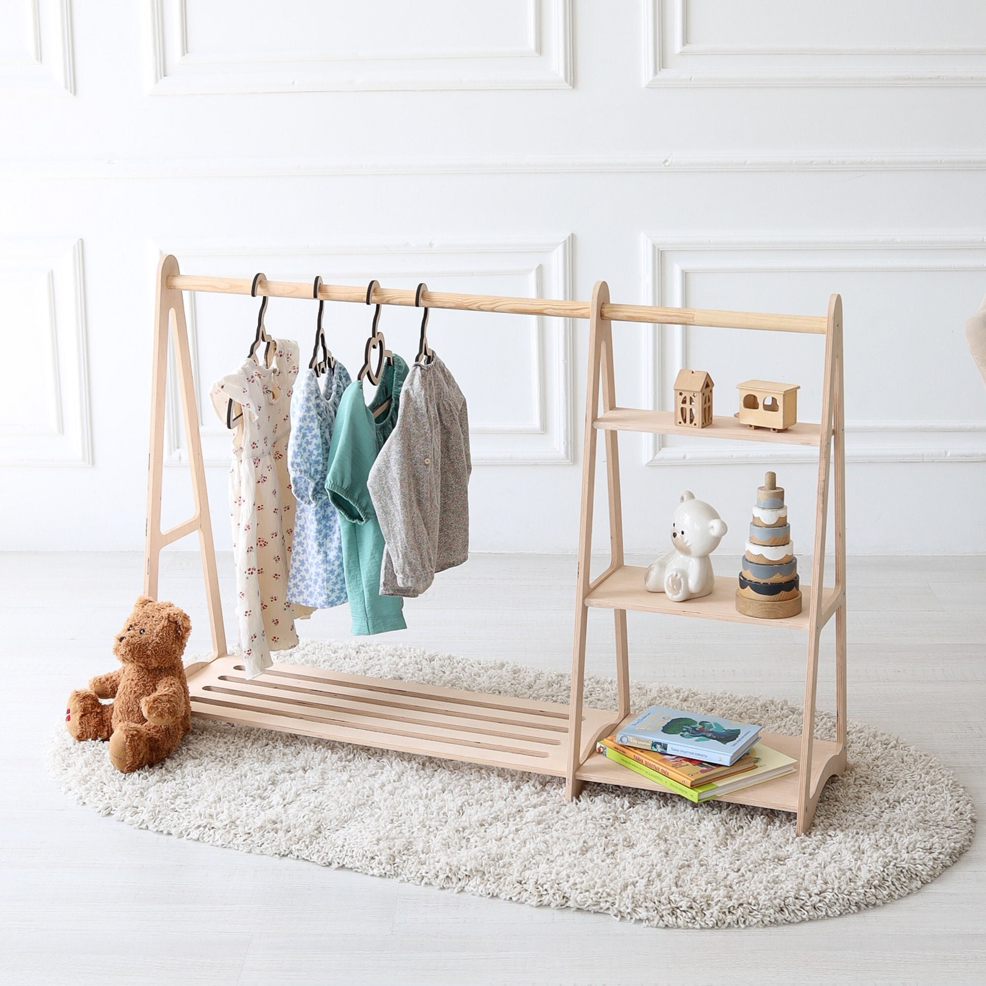 Grucce Legno Per Bambini 10 Pezzi - Forma Orsetto, Antiscivolo E Salvaspazio - Foto 9