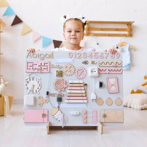 Tableau Occupé Montessori Fille 1 an, Grand Tableau Occupé Personnalisé pour Tout-petit, Tableau Occupé Montessori En Bois, Tableau Occupé Activité Sensorielle