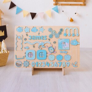 Baby Busy Board, 1 Jahr altes Montessori Spielzeug, personalisierte Geschenke für Jungen, handgefertigtes Spielzeug für Kinder, personalisiertes Kleinkindspielzeug