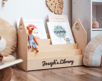Libreria Montessori, Mobili per cameretta personalizzati, Libreria per bambini in legno, Libreria per bambini, Decorazione della camera dei bambini, Organizzazione della camera del bambino
