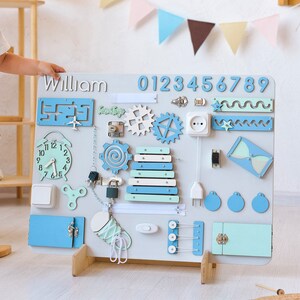 Tabla ocupada para niños pequeños 1 2 3 años, tabla Montessori grande personalizada, juguetes de madera personalizados, regalo para bebés, regalo de 1er cumpleaños, regalo de Navidad