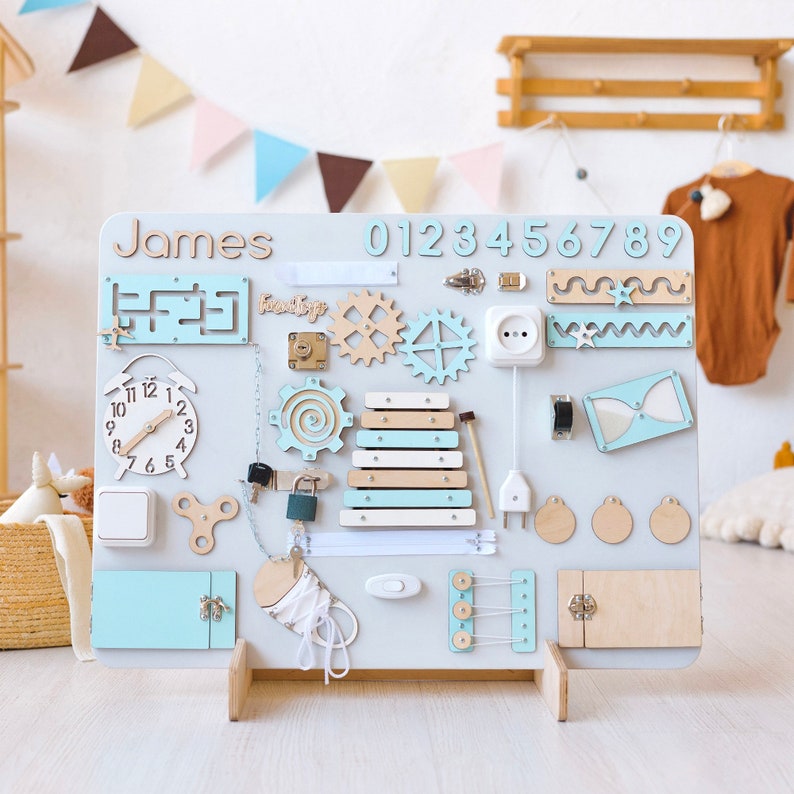 Kleinkind Busy Board für 1 2 3 Jahre alt, 1.Geburtstag Junge Mädchen Geschenk, Baby Beschäftigungsbrett, Montessori Busy Board, Geschenk für Kinder Large