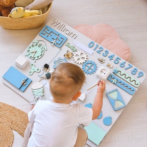 Personalized Busy Board, Gifts For Kids, Montessori Baby, Wooden Toddler Toys, Educational Board, Toddler Toys, 1st Birthday Boy Girl Gift