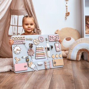 Personalized Busy Board, 1st Birthday Gift Girl, Personalized Baby Girl Gifts, Child Gift, Montessori Toddler Toys, Kids Toys For Girls