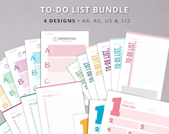 Printable To Do List Bundle Pdf Digital Download Daily Weekly Monthly Goal Planner Cute Productivity Planner Happy US A4 A5 Planner Inserts