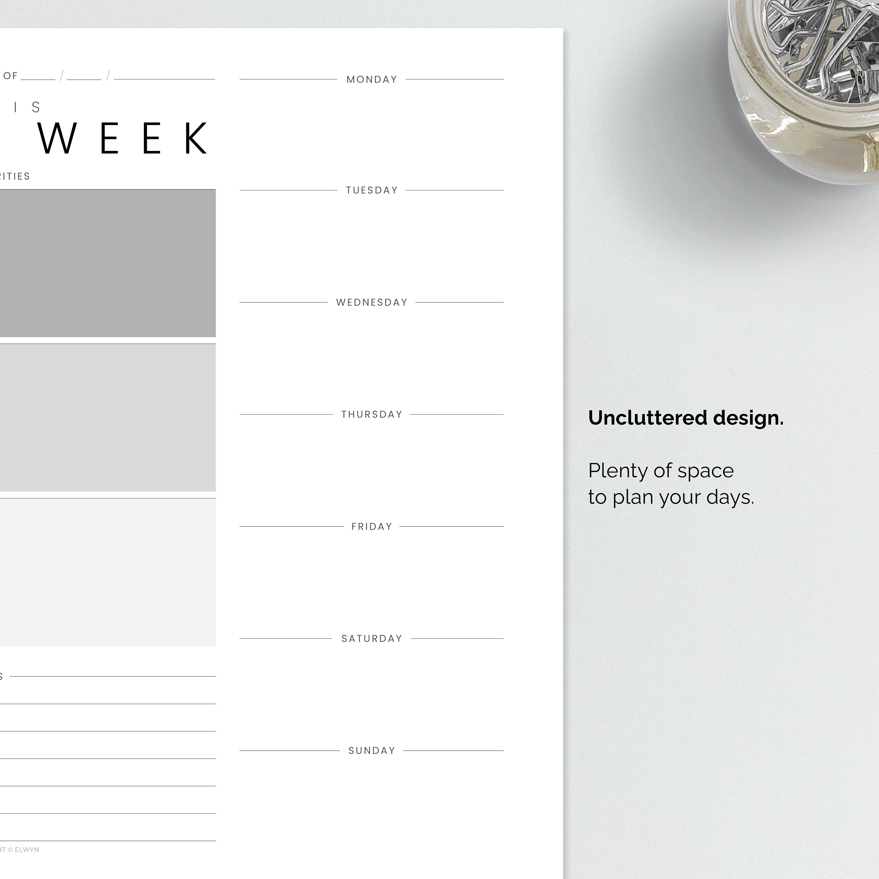 Printable Weekly Planner PDF Undated Planner Daily Monthly Minimal ...