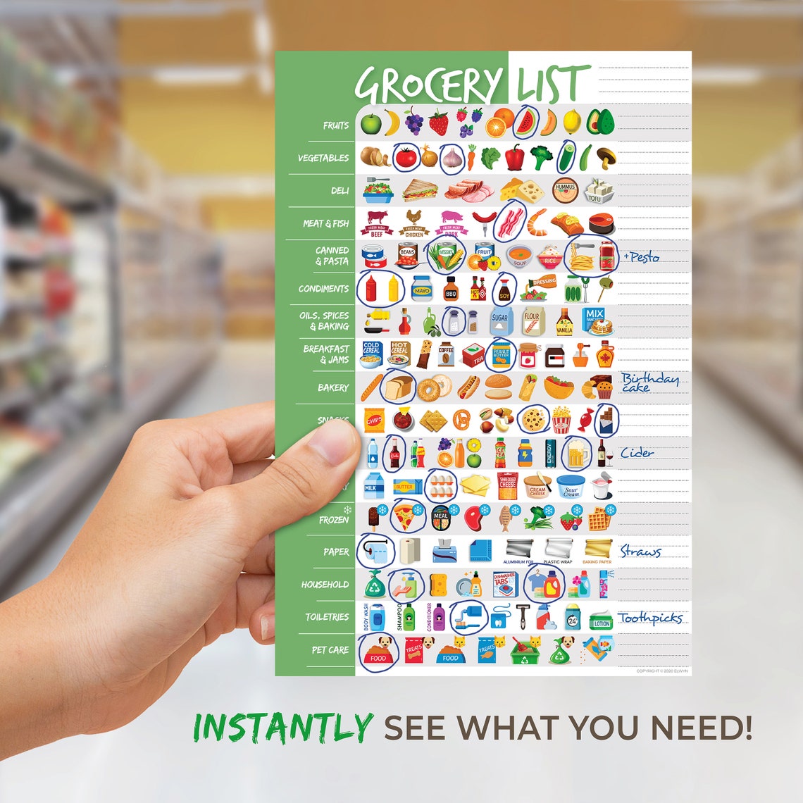 Visual Grocery List Pad for Fridge Icon Shopping List Etsy