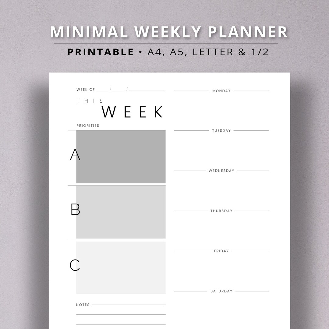 Printable Weekly Planner PDF Undated Planner Daily Monthly Minimal ...