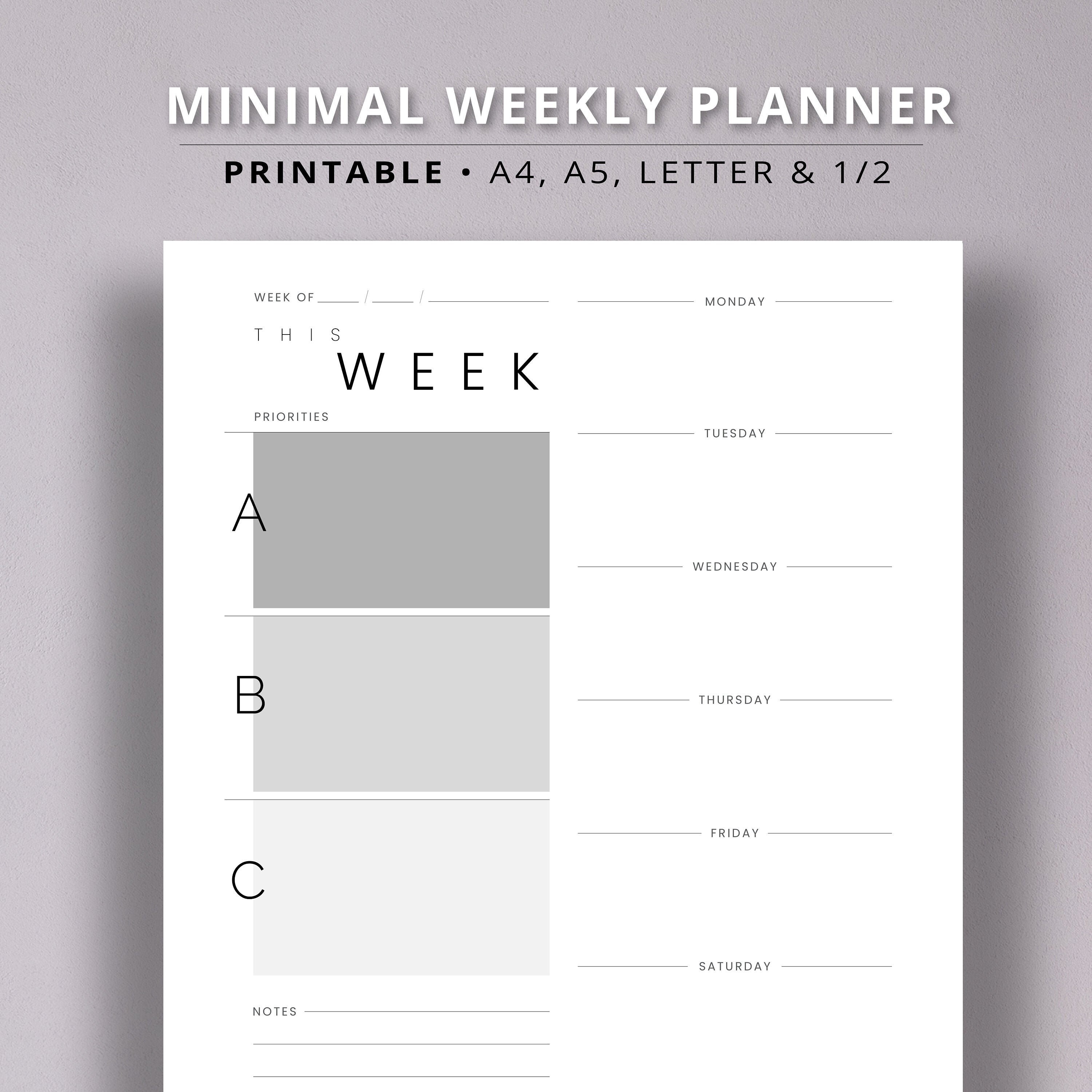Printable Weekly Planner PDF Undated Planner Daily Monthly Minimal ...