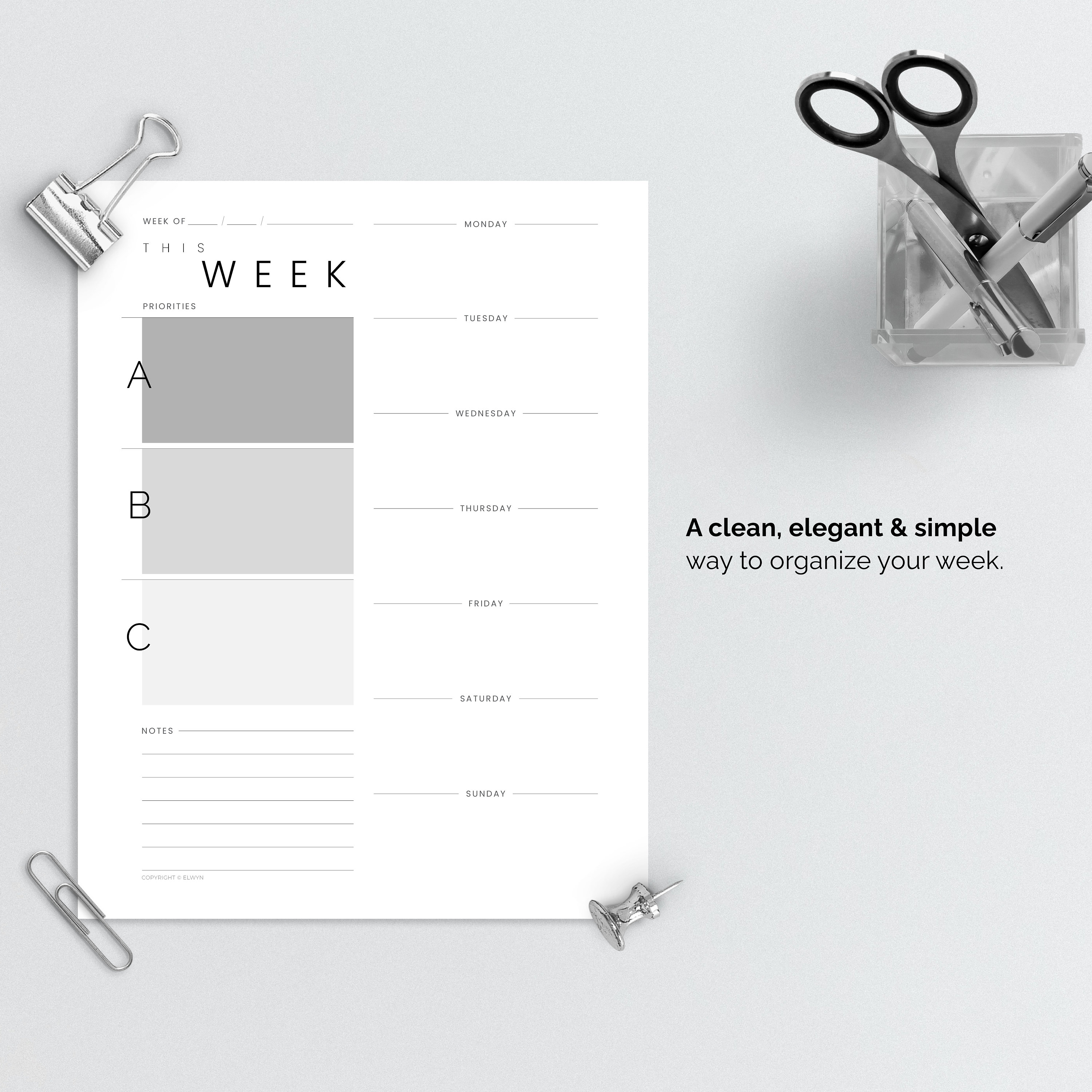 Printable Weekly Planner PDF Undated Planner Daily Monthly Minimal ...