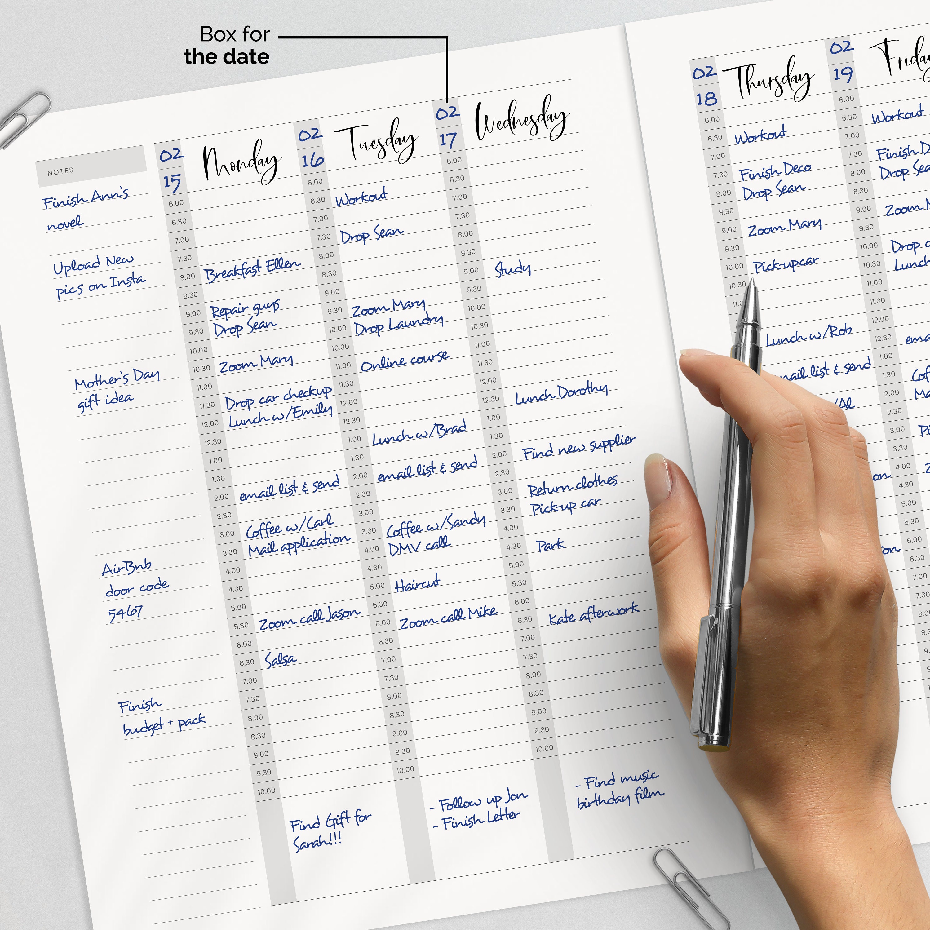 Printable Half Sheet Weekly Planner