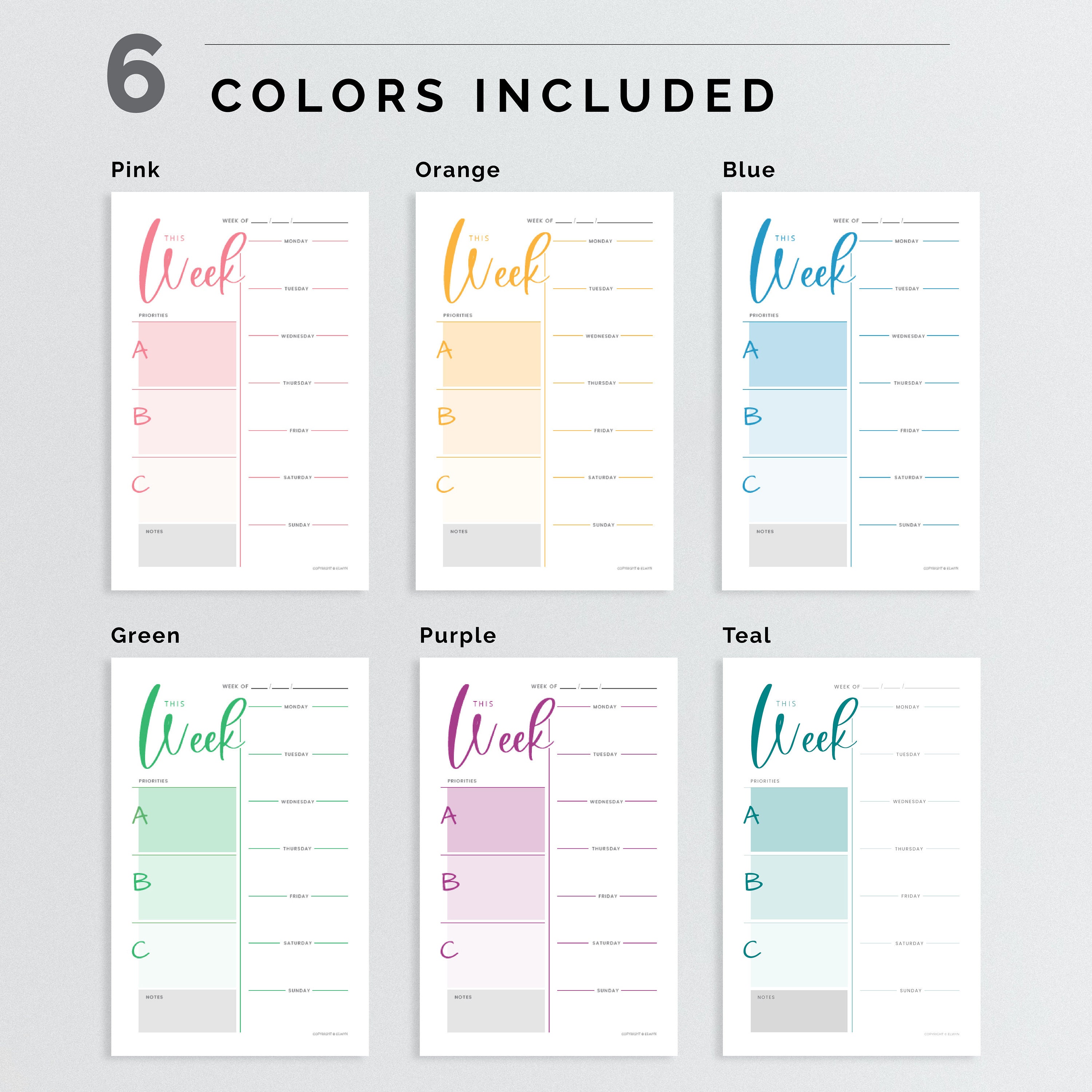 printable weekly planner easy undated planner daily weekly