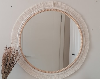 Large Macrame Mirror | White Wall Decor | Housewarming And Birtday Gift | Valentine's Day | Boho Mirror | Express Shipping (1-3 Days)