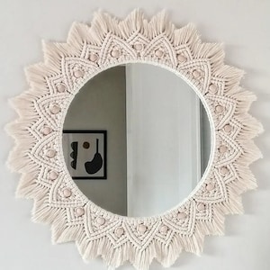 Large Macrame Mirror | Wall Decor | Housewarming And Birtday Gift | Living Room Decor | Boho Mirror | Express Shipping (1-3 Days) | Best
