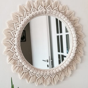 Handmade Macrame Mirror | Wall Decor | Housewarming And Mother's Day Gift | Bohemian Home Decor | Boho Mirror | Express Shipping (1-3 Days)