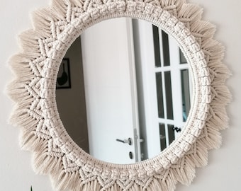 Handmade Macrame Mirror | Wall Decor | Housewarming And Mother's Day Gift | Bohemian Home Decor | Boho Mirror | Express Shipping (1-3 Days)