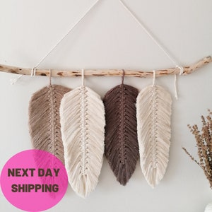 Soft Feathers Macrame Wall Hanging | Macrame Leaf Wall Hanger | Macramé Boho Nursery Wall Decor | Mom Gift | Macrame Leaves | Fast Shipping