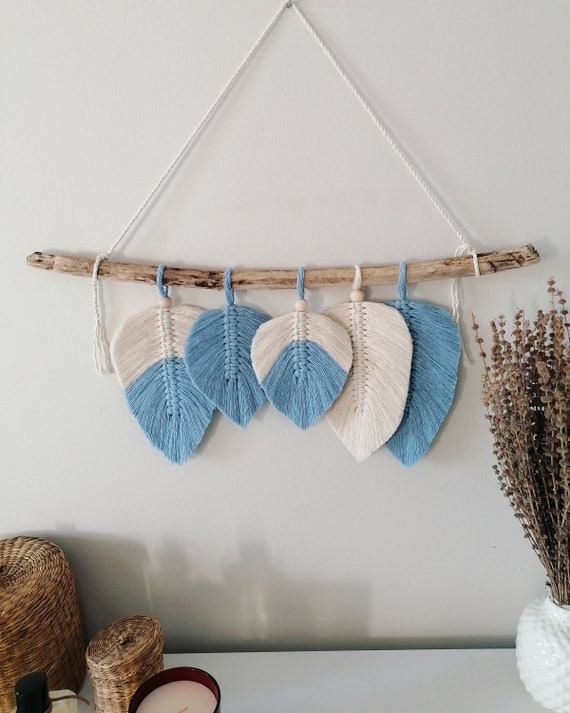 Blue Nursery Wall Decor, Small Macrame Wall Hanging, Baby Boy Nursery, Baby  Shower Gift, College Room Decor, Blue Accent Pieces 