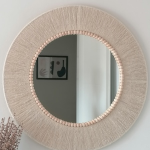 Soft Handmade Mirror , Natural Boho Home Decor ,  Jute Mirror ,  Vanity Mirror , Kids Room Decor , Chirstmas Gift , Next Day Shipping