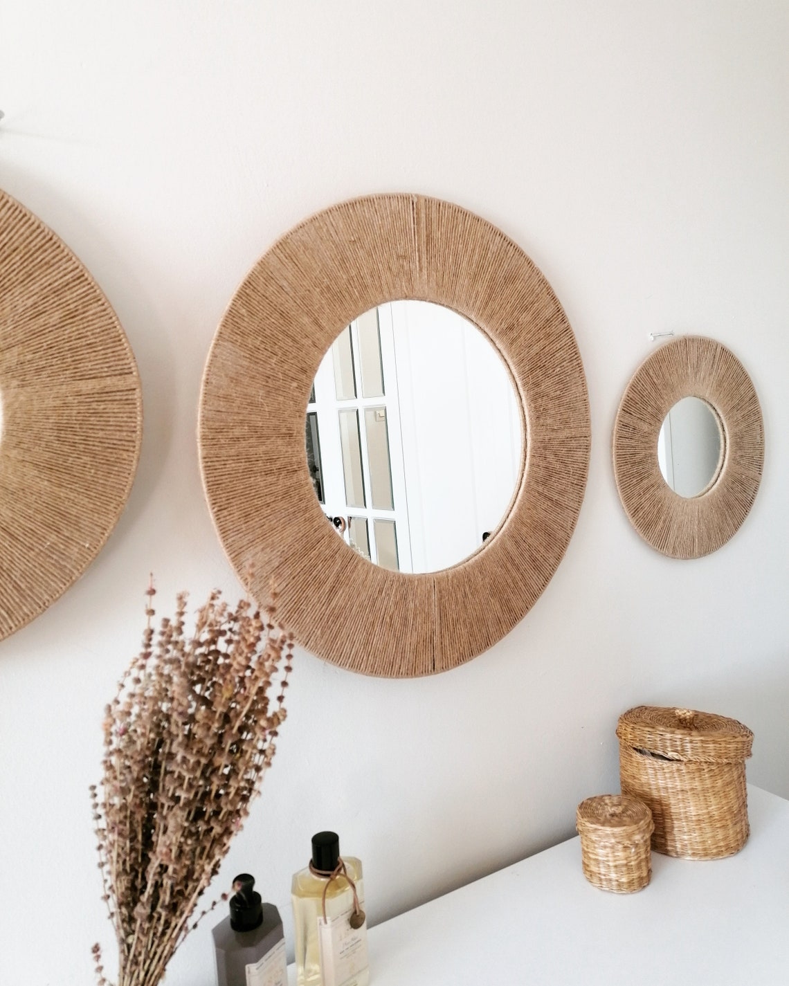 3 Set Boho Jute Wall Decor Mother's Days Gift Circle Etsy