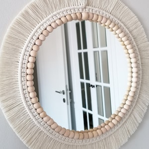 Soft Macrame Mirror | White Wall Decor | Housewarming And Birtday Gift | Living Room Decor | Boho Mirror | Express Shipping (1-3 Days)