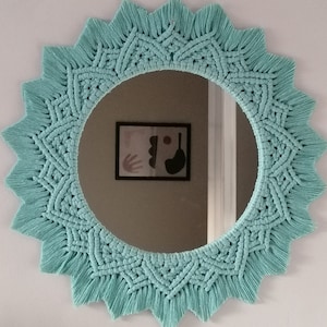 Sea Green Macrame Mirror , Macrame Home Decor, Housewarming Decor, Birthday Gift , Bohemian Wall Mirror, Bedroom Wall Decor, Baby Room Decor