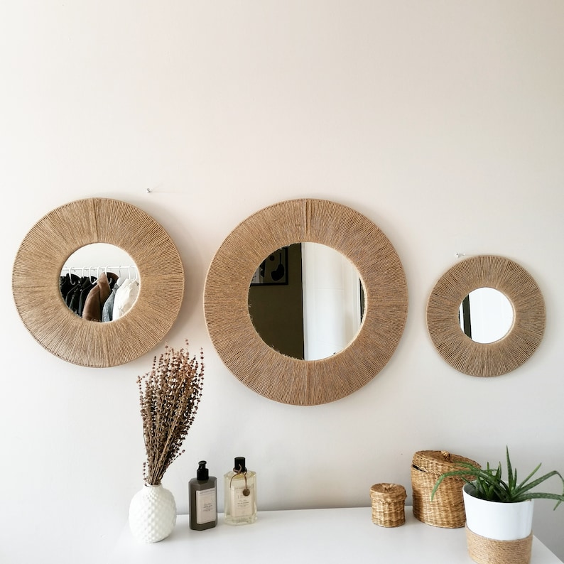 3 Set Boho Jute Wall Decor Mother's Days Gift Circle | Etsy
