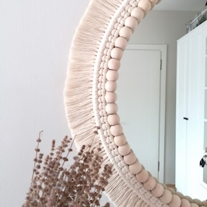 Large Macrame Mirror | Mother&#39;s Day Gift | Housewarming And Birtday Gift | Living Room Decor | Boho Mirror | Express Shipping (1-3 Days)