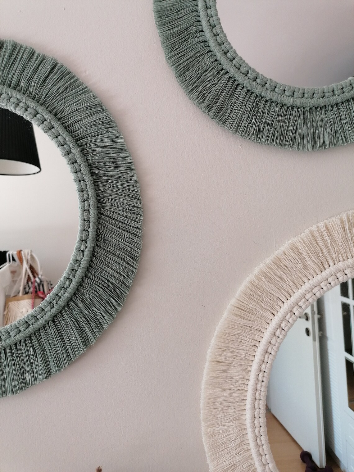 Macrame Mirror Bead Macrame Boho Wall Hanging Mirror Etsy