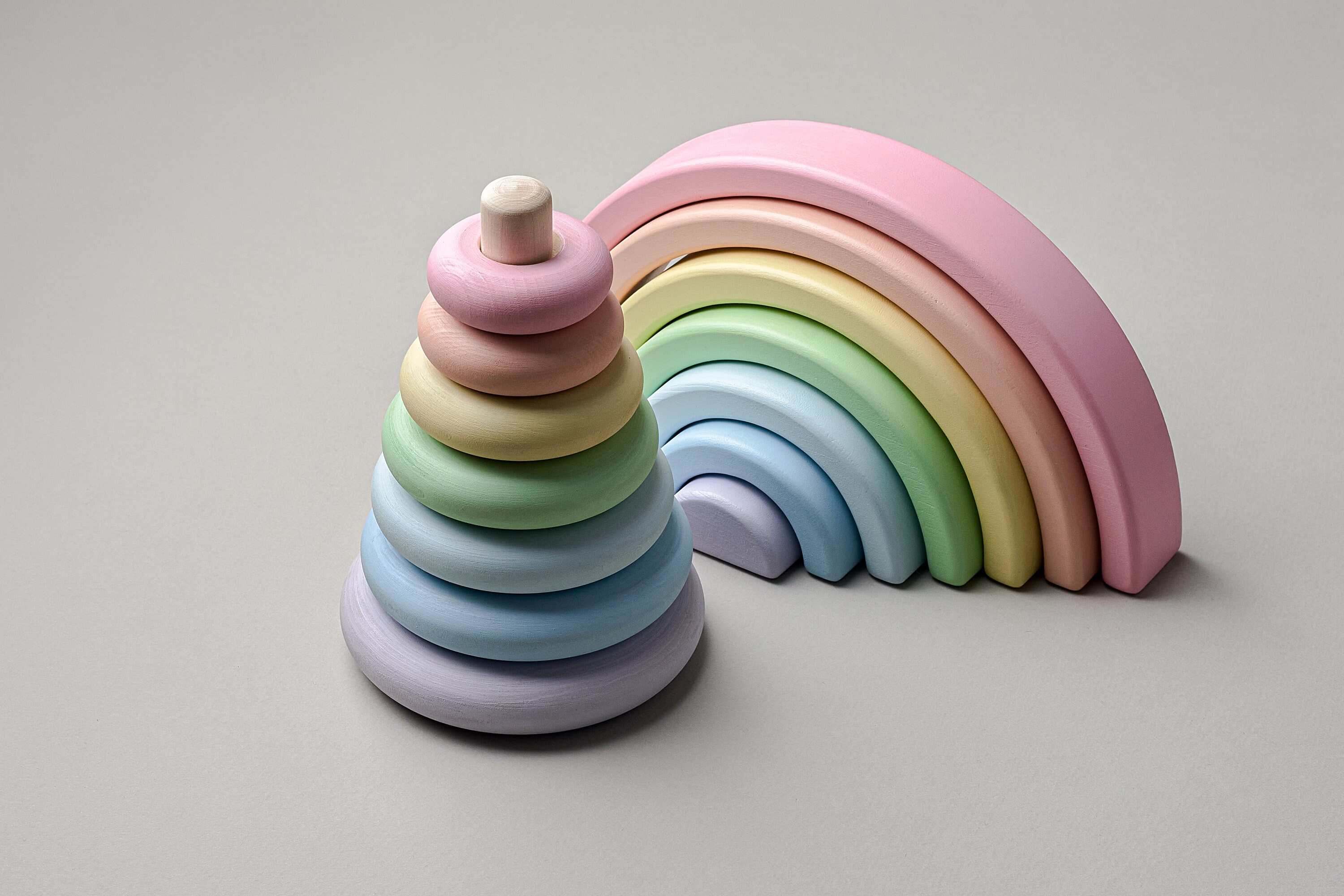 Wooden Rainbow stacker neutral rainbow montessori stacker Etsy