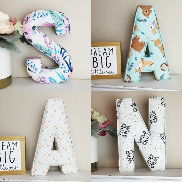 Kid's Room Fabric Letters PRICE PER LETTER Baby Shower, Birthday Gift Wall/Shelf Decor Free Standing/Hang