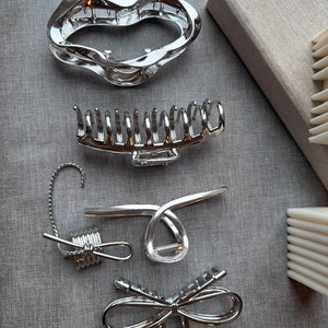 Metallic hair clip, modern hair clip, great gifts, gold hair clip, silver hair clip.