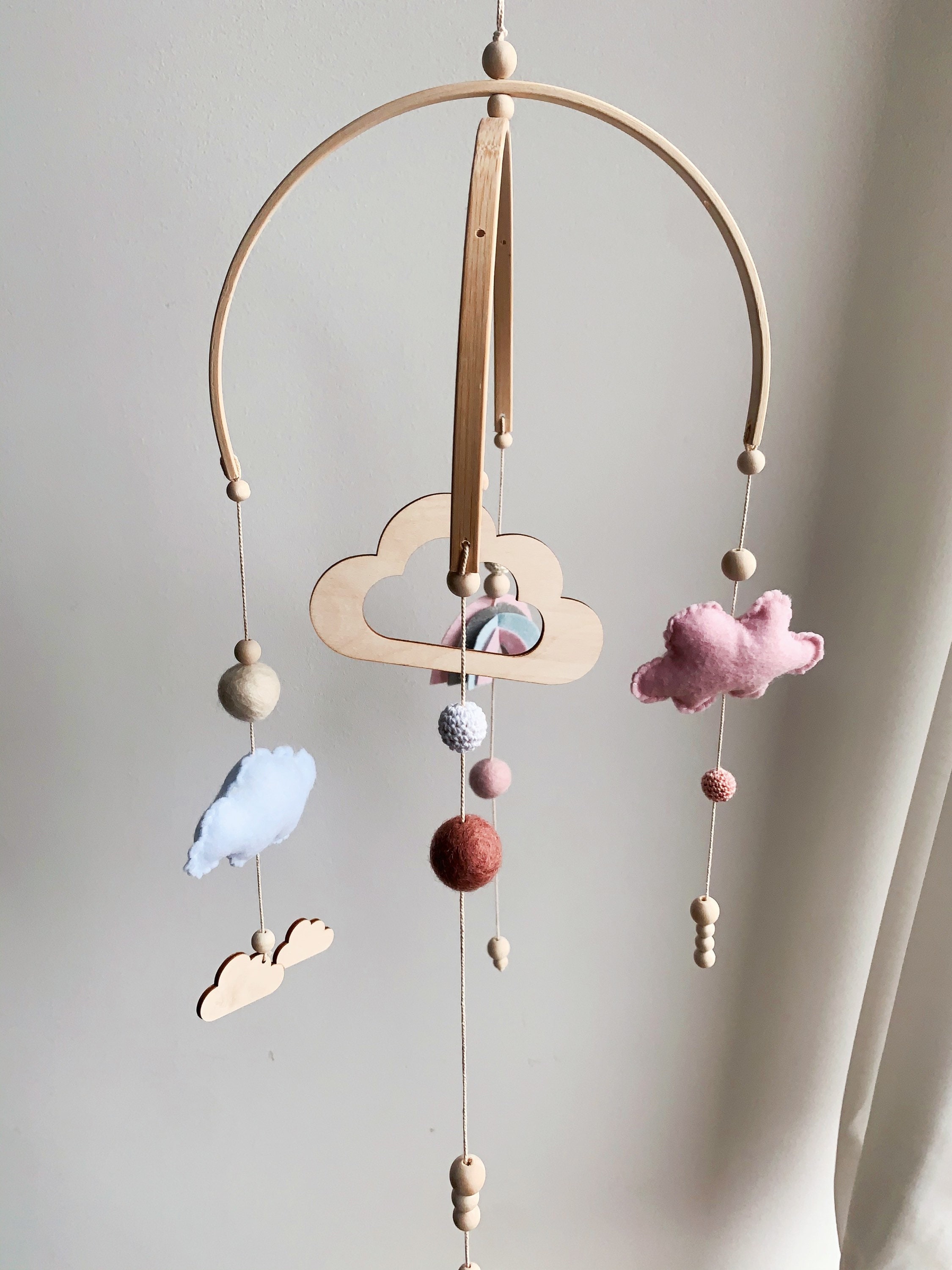 Mobile Baby Baby Mobile Made of Wood and Felt Inges Mobile Etsy UK