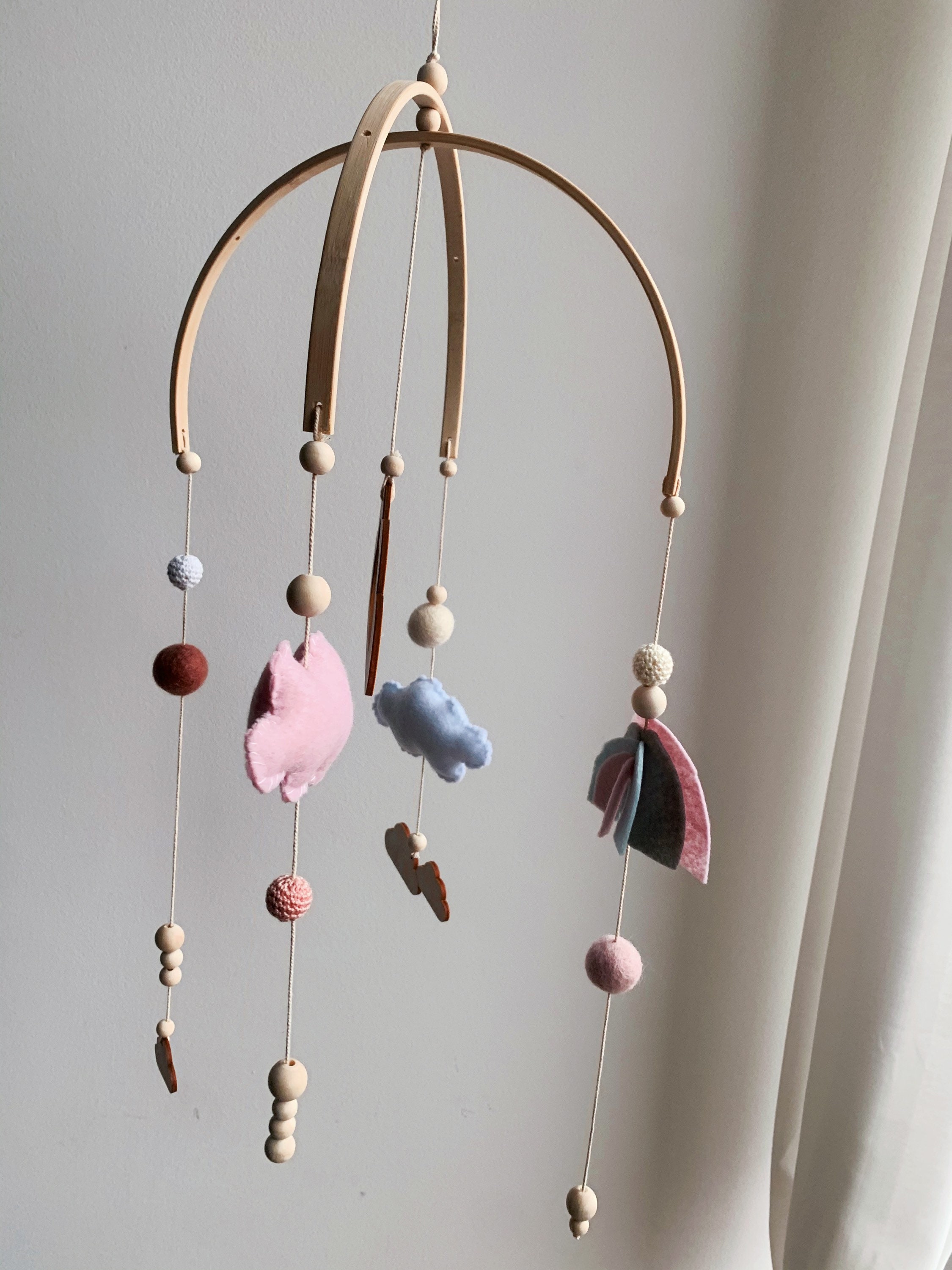 Mobile Baby Baby Mobile Made of Wood and Felt Inges Mobile Etsy UK