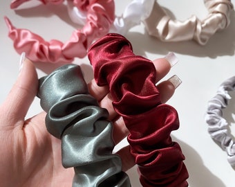 Satin headband, headband scrunchie, satin ruffle headband, headband, hair accessories, XXL, wide hair bands. Single or set.