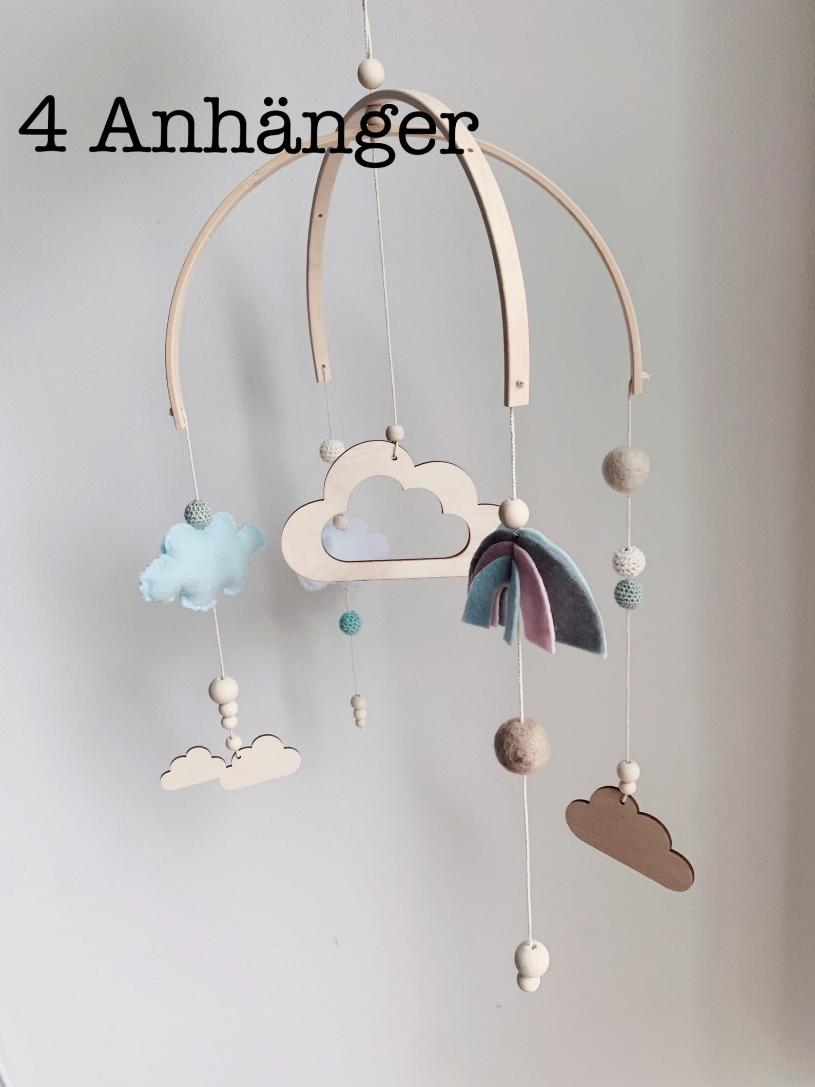 Mobile Baby, Baby Mobile Made of Wood and Felt Balls, Mobile Cross Made ...