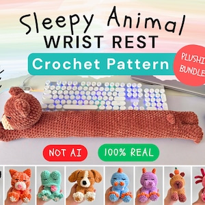 Patrón de ganchillo para reposamuñecas / Paquete de peluches de animales dormilones / No es IA, 100% real