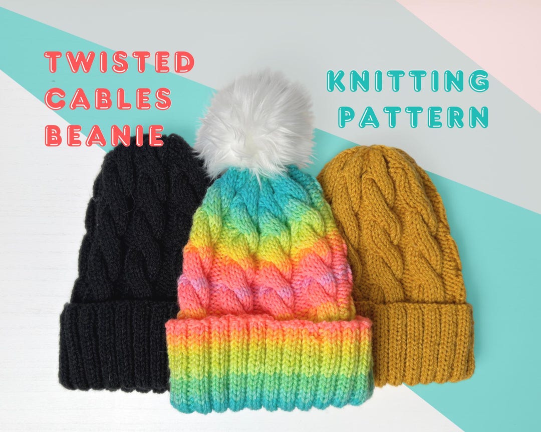 Twisted Cable Beanie Knitting Pattern | Winter Hat Tutorial PDF - Etsy