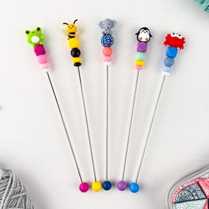 Custom Amigurumi Sewing Stick with Kawaii 3D Animal Charm