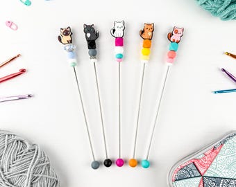 Amigurumi Sewing Stick | Custom Long needle for Plushie | Personalized Crochet Gift for Crafter | Cutecore Kawaii Kitty Cat Charm