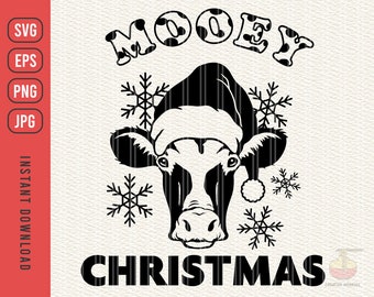 Mooey Christmas svg, Lindos dichos navideños svg, Camisa de Navidad svg, Vaca de granja Navidad svg, Granja de Navidad svg, eps, jpg, png, dxf