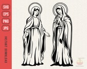 Virgin Mary Svg, Mother Mary Clip art, Mary Mother of God Design, Christian Svg, Church Svg, Religious Svg, Virgen De Guadalupe, Svg, png