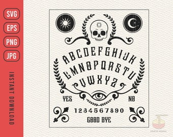 Ouija Board SVG, Dead Spirit Board Game, Cricut Cutting File Silhouette Cameo, Spirit board svg, t-shirt design, Clipart, Digital Download