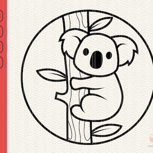 Cute Koala hugging tree svg, Koala Bear svg, Baby Koala svg, Koala svg, Baby Animal Koala svg, Koala Silhouette Cut File, Koala cricut