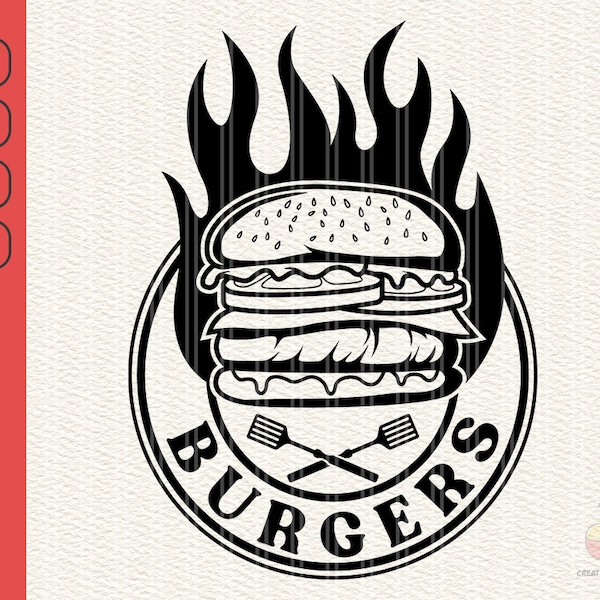 Hamburger svg, Flaming Burger svg, Flippping Burger svg, Cheese Lettuce Tomato Hamburger svg, Hamburger Clip art, svg, eps, png, dxf