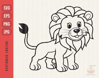 Lion Svg, Lion Svg files for cricut, Baby Lion, Safari Animal, Cute Baby Animal Lion clipart, cute safari vector download, png