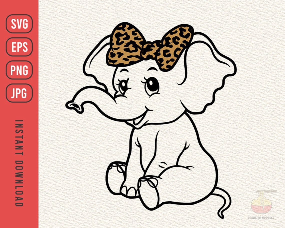 Free Free 206 Baby Elephant With Bow Svg SVG PNG EPS DXF File